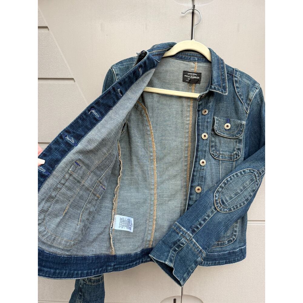 VTG Polo Jeans Ralph Lauren Women Denim Molly Jacket M Blue Utility Trucker Y2K - Picture 5 of 12